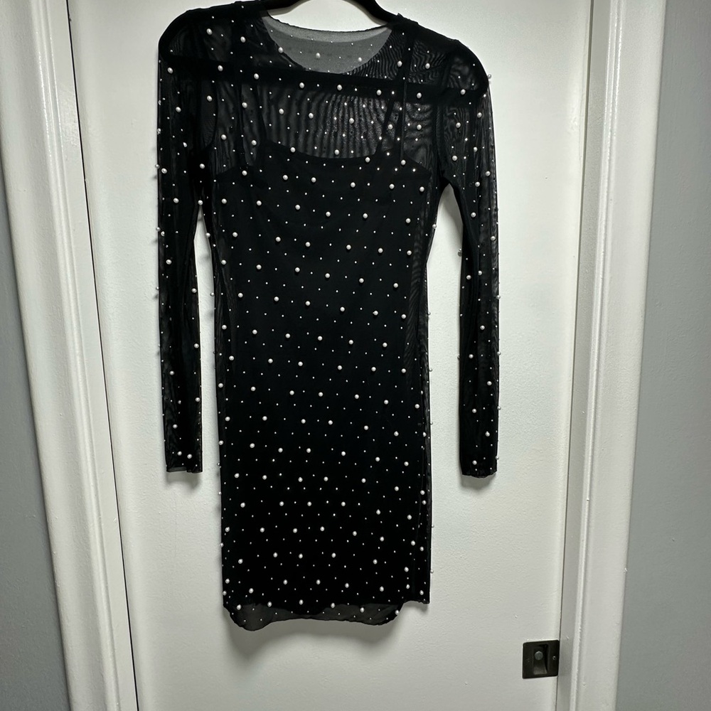 Sheer Beaded black dress